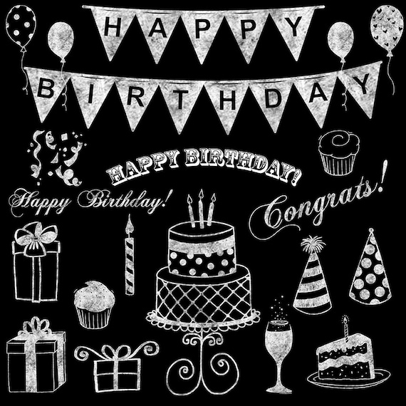  Chalkboard  Clipart  Chalkboard  Birthday Clip art  White Chalk