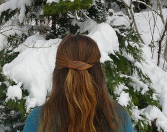 Oak Leaf hair clip barrette, Oak Leaf jewelry, Nature Lover gift, Botany nerd gift, Unique gift for her, 80mm French barrette Clasp