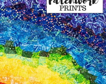 Printable Rainbow Quilt Fiber Art Print Downloadable