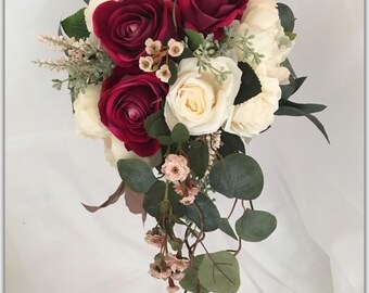 Burgundy boho bouquet for bride, wedding bouquet.