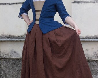 Custom made 18th century skirt in linen - 1700 colonial Halloween cosplay reenactment Historical costume living history larp rococo georgian