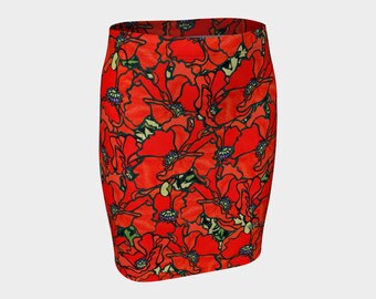 Fitted Skirt - Poppies
