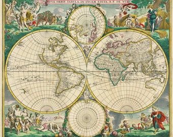 Ancient map, World map poster, Wall world map, Ancient, World globe, Map, Map of the world, 180