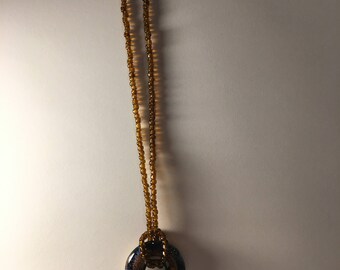 Beaded Necklace with ceramic pendant