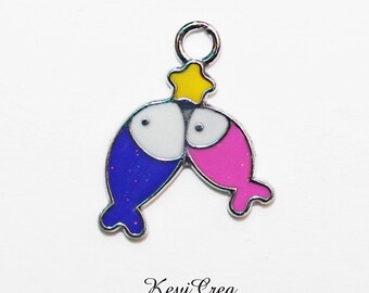 1 x charm enamelled Zodiac - PISCES sign