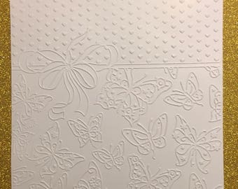 card with embossed honeycomb hearts bow tie