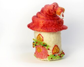 Tooth Fairy House Box Gift Miniature Fairy Garden House Home Felted Wool Fairy House Cottage Garden Fairies and Elves fairy tale gift