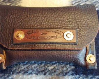 Single Altoids tin belt pouch made from Bison leather
