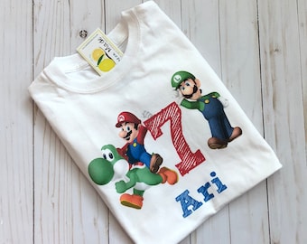 Super Mario birthday boy t shirt with name