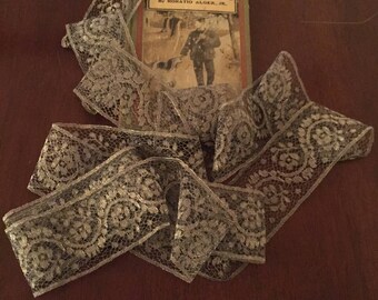 French Vintage Silver Metal Lace