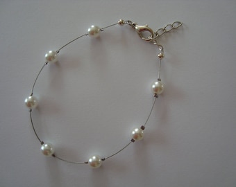 Wedding white Glass Bead Bracelet