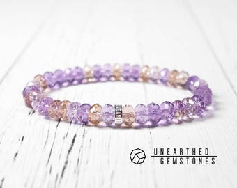 Ametrine Bracelet - Healing Crystals and Stones, Faceted Crystal Bracelet, Ametrine Jewelry, Faceted Gemstone Bracelet