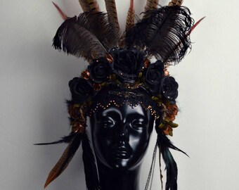 Dark fall flower headdress