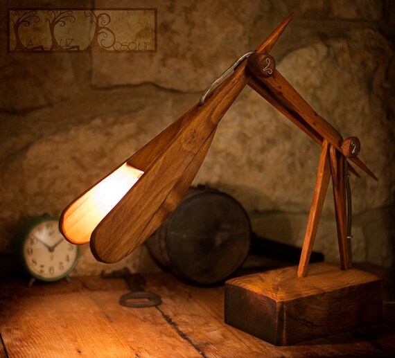 Items similar to Cherry desk lamp. Solid wood. Cherry wood. Articulated ...