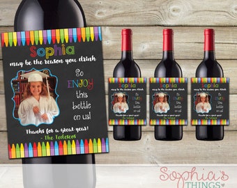 Teacher Gift Wine Bottle Labels, Our Child May Be The Reason You Drink, Teacher Appreciation Gift, End of The Year Teacher Gift, Christmas