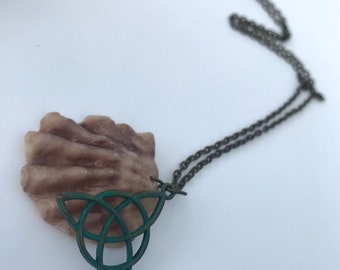 Found shell Triquetra trinket amulet necklace