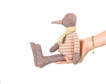 Decorative doll , stuffed animal , SMALL baby bird , rag doll duck , Stuffed linen bird doll , plush chick ,handmade fabric doll, goose toy