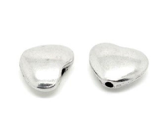 16 HEART BEADS Valentine Spacer Beads Jewelry Beading Supplies 9x11 mm Hole About 1mm