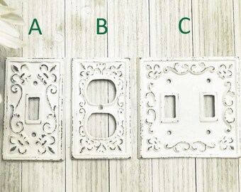 Light Switch Plate - Light Switch Cover - Switch Plate Cover - Cast Iron Switchplate - Nursery Wall Decor - Nursery Decor - Fleur de lis