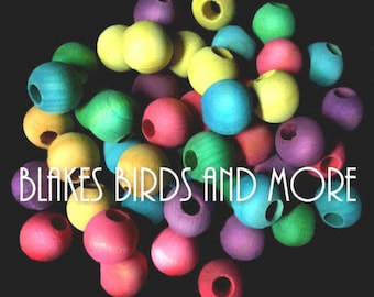 30 Large 1 inch Wood Balls with 3/8'' Hole- Bird Toy Parts