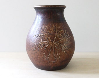 Tree. 1960s sgraffito West German pottery vase.