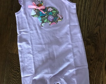 Purple bunny appliqué romper