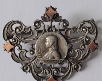 Antique Brooch St. Joan Of Arc