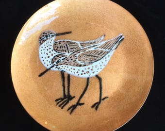 Annemarie Davidson Vintage Mid Century Enamel Dish with Sandpipers