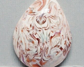 Swrling Teardrop Polymer Clay Cabochon White, Red and Blue