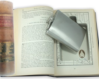 SneakyBooks Recycled Hollow Law LEATHER BOUND Book Hidden Flask Diversion Safe (Flask Included) by Greenfire Products
