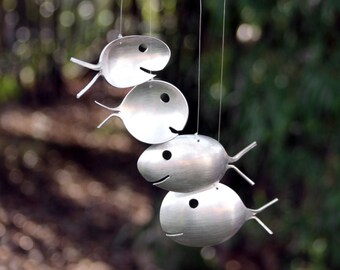 Fish Made From Spoons, Original Spoon Fish Wind Chime,jauquet Nautical, Beach Wind Chime, Nautical Wall Art, Water Garden Decor Trout Fisher