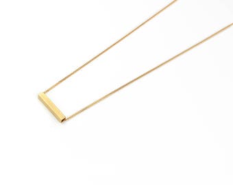 Vintage Brass Rectangle Necklace