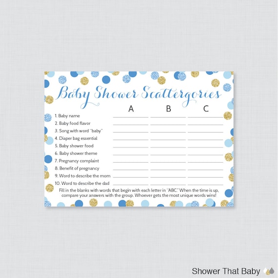scattergories lists for baby shower