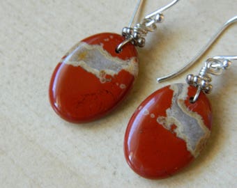 Red River Jasper Dangles, Red Stone Earrings, Red Jasper, Red Stones, Small Red Earrings, Small Red Stones, Little Red Earrings, Red