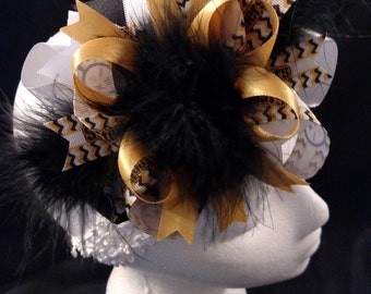 NFL Football Pittsburgh Steelers Black and Gold Over-The-Top Hair Bow Hairbow