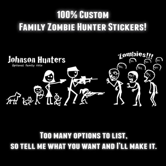 Zombie Hunter Family Sticker Decals