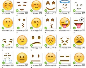 What’s App Emoji Clipart x 75 PNG files (And Remove Round Faces), Instant Download