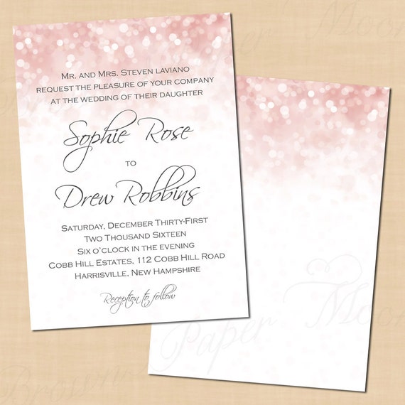 pink blush glitter wedding invitation template 5x7 microsoft word 5x7 invitation template