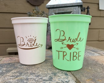 Bride Tribe Cups | Bachelorette Party Cups 16 0z | Bridal Party Stadium Cups | Mint Bride Tribe Cups ON SALE!!!