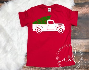 Christmas Shirt - Boys Christmas Shirt - Christmas Truck Shirt - Christmas Tree Truck Shirt - Christmas Tee Shirt - Truck Shirt