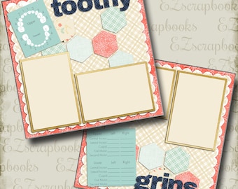 TOOTHY GRINS Girl - 2 Premade Scrapbook Pages - EZ Layout763