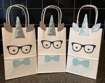 boy Unicorn party favor bag, boy favor box, treat bag , candy bag , favor bag, boy unicorn theme party