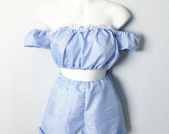 Baby Blue Gingham Shorts Co Ord