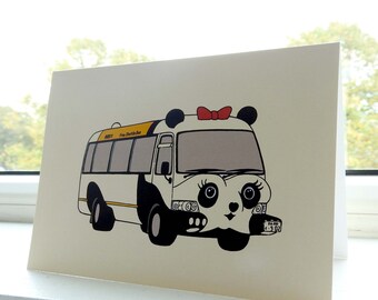 Card Panda bus / Illustration / Japanese cardcollection / Ueno Zoo Tokyo Japan / Blank A6 card