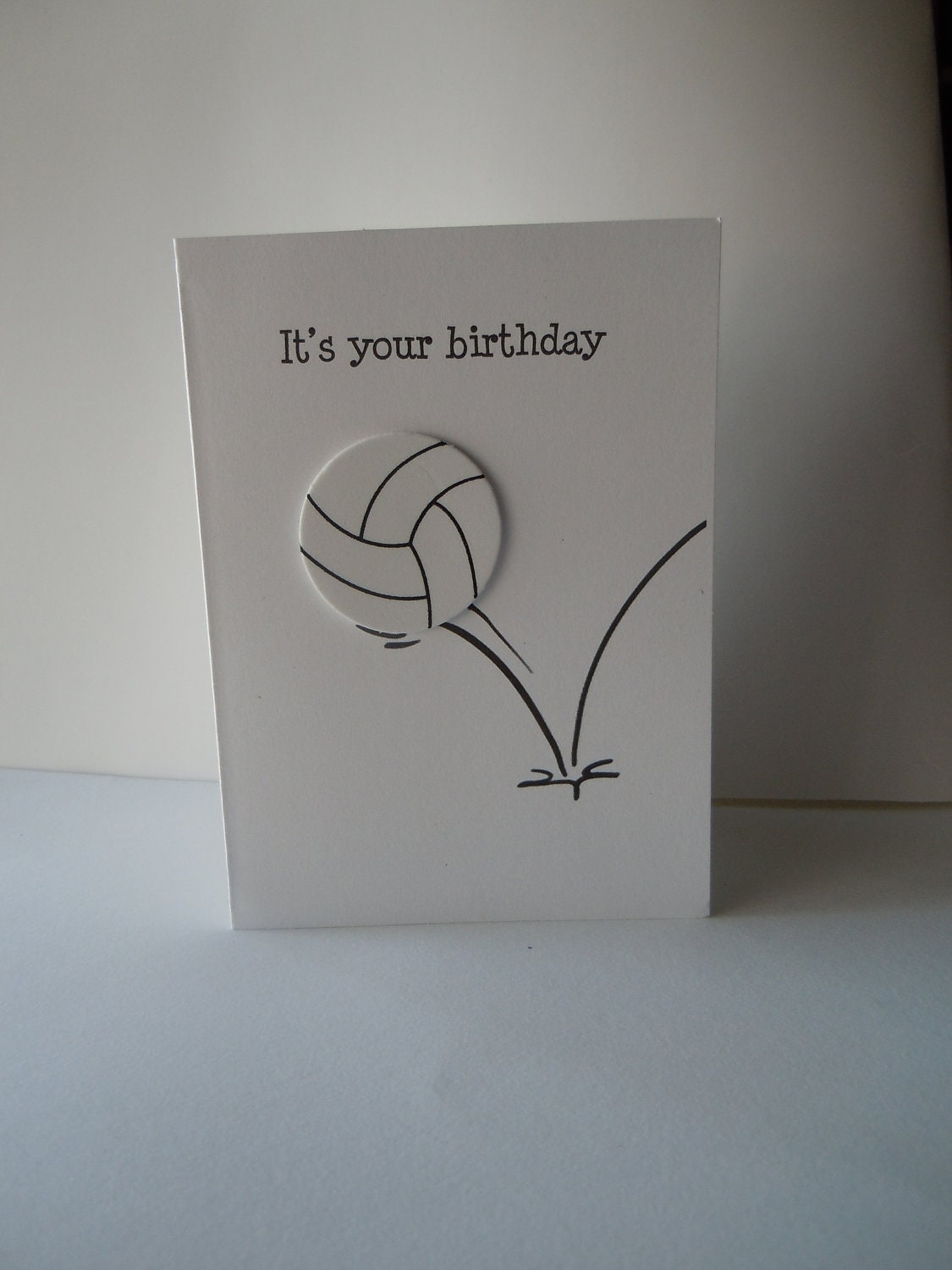 Volleyball Happy Birthday Handmade Greeting Card with white