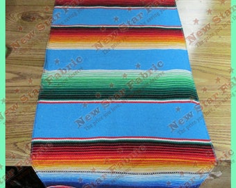 Serape Table Runner - Mexican Table Runner - Saltillo Serape - For Wedding & Parties 13" X 77" Blue