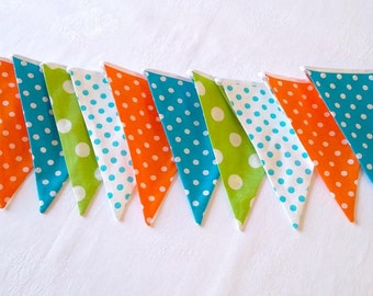 Bunting flags Fabric banner 12 flags banner Fabric garland Baby shower decor Baby bunting