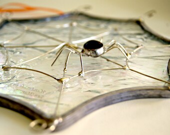 Halloween decor stained glass spider web October trends Fall decor
