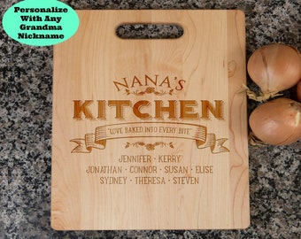 nana gift, gift for nana, nana's kitchen, nana cutting board, personalized cutting board, cutting board for nana, nana gifts, mothers day