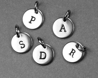 Add on Initial Charm, Personalized letter charm, Stainless steel round disc, keychain add on, letter charm, personalized, initial charm